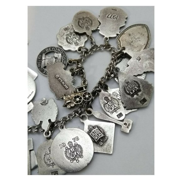 Loaded 1970's Sterling Silver ABWA Charm Bracelet - Picture 6 of 8